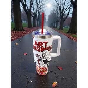 🤡DAMIEN LEONE ART CRISPIES TRAVEL TUMBLER WITH STRAW 40OZ TERRIFIER BRAND NEW